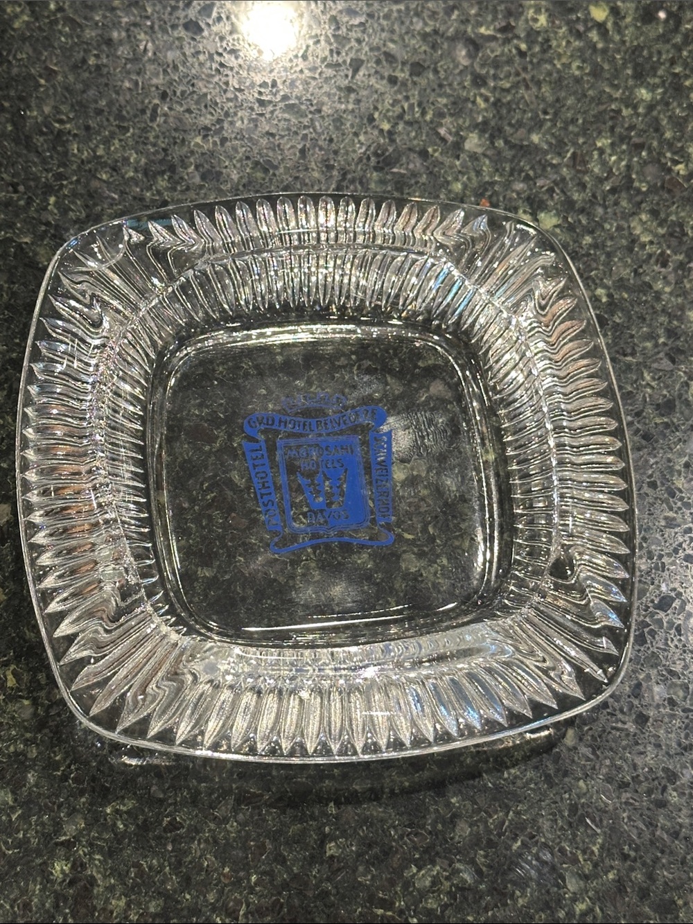 Vintage ashtray hotel Belvedere Davis Switzerland hospitality MCM Morosani gift